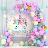 Unicorn Rainbow Birthday Party Backdrop Balloon Macaron Raindow Glitter Ballon Baby Shower Girl Birthday Party Background Decor