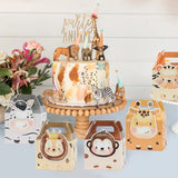 9pcs Cartoon Animal Lion Elephant Tiger Gift Box Candy Biscuit Gift Box For Kids Birthday Party Wrapping Box Baby Shower Decor