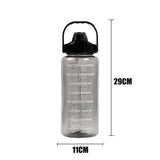 Taooba-2L Straw Plastic Water Bottle Large Portable Travel Bottle Sports Fitness Cup High Value Big Fat Cup Universal Cup with Straw