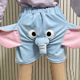 Taooba-Lounge Pyjama Shorts 3D Ears Trunk Cartoon Lovely Elephant Loose Casual Plush Sleepwear Summer Couple Sleep Buttom Home Wear