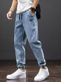 Taooba-Spring Summer Black Blue Cargo Jeans Men Streetwear Denim Jogger Pants Men Baggy Harem Jean Trousers Plus Size 6XL 7XL 8XL