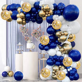 Navy Blue Silver Balloons Garland Arch Kit Confetti Balloon Graduation Ball Decoration Wedding Birthday Party Baby Shower Boy