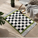 Taooba-Checkerboard Plaid Rug Door Mat Soft Thick Fluffy Tuftted Door Floor Carpet Bathroom Absorbent Rug Toilet Kitchen Entrance F