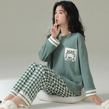 Taooba-Autumn Women's Pullover Long sleeved Pure Cotton Pajamas Women's Simple Edition Loose fitting Girls' Student Home Furnishings