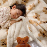 Taooba-Cute Bear Lamb Wool Blanket Double Sided Lambswool Soft Warm Sherpa Sofa Throw Blankets Napping Quilt Blankets for Kids &Adult