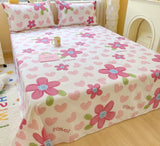 100% Cotton Bed Sheets Flower Printed Flat Sheet Cover Plaid Lattice Bedspreads Home Textile Without Pillowcase