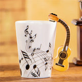 1pc 240ml Music Ceramic Mug Guitar Violin Style Cute Coffee Cups with Handle Novelty Gifts for Music Lover Birthday Present Kids