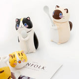 1pc Cute Cat Ceramics Coffee Mug with Spoon Novelty Gift Drinkware Milk Tea Couple Cup Kitchenware Birthday Gift Home Decoration