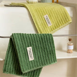 Taooba-Plant Green Yellow 3D Stripes Cotton Towels Refreshing Summer Breathable Absorbent Towel  Face towel Beach Bathroom Bath Towel