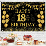 Black Gold Birthday Background 18 30 40 50 60 Year Birthday Party Decor Adult 30th 40th 50th Birthday Party Supplies Anniversary