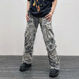 Taooba-2023 Overalls Camouflage Y2K Fashion Baggy Flare Jeans Cargo Pants Men Clothing Straight Women Wide Leg Long Trousers Pantalones