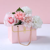 Portable Hand Bag Shape Rose Flower Packaging Box Flower Shop Wedding Mother's Day Birthday Gift Wrapping Paper Bag Box