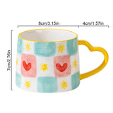 Taooba-Cute INS Ceramic Mug Creative Hand-Painted Love Heart Coffee Cup Breakfast Milk Cup Afternoon tea Mug Valentine's Day present