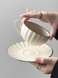 Taooba--Retro Coffee Cup And Plate Set Ceramic Mug High-end Exquisite Latte Cup High-end Afternoon Tea Set