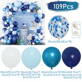 Blue Metallic Balloons Garland Kit Gold Confetti Balloon Arch Birthday Party Decoration Kids Wedding Birthday Baby Shower Decor