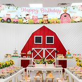 Farm Birthday Round Backdrop Child Red Barn Farm Animals Photography Supplies Baby Shower Barnyard Birthday Party Decoration