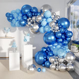 Taooba Color Palette 110Pcs Silver Blue Metallic Latex Balloon Garland Arch Kit Baby Shower Bridal Shower Baby Kid's Birthday Party Decorations