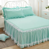 White Elegant Princess Bed Skirt Non-slip Mattress Cover Ruffled Lace Bed Skirt Bedsheet 1pcs Protector Bedspread No Pillowcase