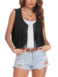 Taooba-Womens 70s Vintage Fringe Vest Faux Suede Tassel Waistcoat Irregular Hem Sleeveless Jacket Waistcoat Punk Rock Concert