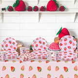 Strawberry Party Disposable Tableware Sets Picnic Pink Fruit Tool Gril Birthday Party Decorative Dessert Plastic Tableplates