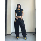 Taooba-MEXZT Y2K Joggers Sweatpants Women Streetwear Oversize Print Jogging Wide Leg Pants Hip Hop Baggy Casual Black Sports Trousers