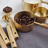 Taooba-Measuring Spoon Set Kitchen Accessories Stainless Steel Wooden Handle Measuring Cups Spoons Baking Tools Coffee Bartending Scale