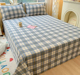 100% Cotton Bed Sheets Flower Printed Flat Sheet Cover Plaid Lattice Bedspreads Home Textile Without Pillowcase