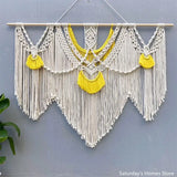 Taooba-Colorful Cotton Macrame Tapestry Boho Style Wall Hanging Tapestry  Handmade Artistic  Macrame Tapesties with 3 pcs Stick