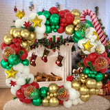 Christmas Balloon Garland Arch Kit Red Green Lolipop Cone Star Foil Balloons New Year Christmas Party Decoration Supplies Gifts