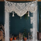 Taooba-Macrame Wedding Tapestry Handwoven Cotton  Door Window Curtain  Art Wall Hanging Tapestry Room Headboard Wall  Boho Decor