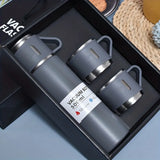 Taooba-500ml Business Thermal Mug Set Stainless Steel Reusable Multipurpose Vacuum Insulated Bottle with 2 Cups for Hot & Cold Drinks