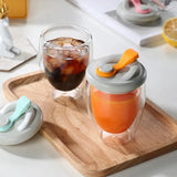 1pc 350Ml Leak Proof Double Wall Glass Cup With Airtight Silica Gel Lid Insulated Coffee Mug Tea Juice Cup Clear Water Cup