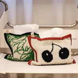 Taooba-Cute Lineart Doodles  Knitting Cotton Thread Napkin Holder Tissue Bag Bedroom Kitchen Desktop Storage Napkins