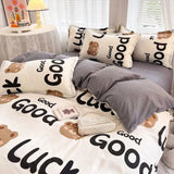 Cute Bear Bedding Set Boys Girls Single Full Size Duvet Cover No Filler Flat Sheet Pillowcase Bed Linen Kids Adult Home Textile