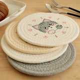 Taooba-Woven Coaster Cup Mat Table Heat Insulation Pad High Temperature Resistant Meal Pad Round American Printed Cat Pad Placemats