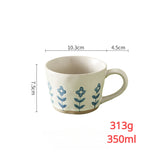 Taooba-1pc Ceramic Coffee Mug Flower Pattern Mug Coffee Cups Modern Porcelain Work Office Mug Milk Tea Cup for Home Office Drinkware