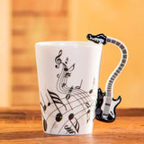 1pc 240ml Music Ceramic Mug Guitar Violin Style Cute Coffee Cups with Handle Novelty Gifts for Music Lover Birthday Present Kids