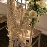 Taooba-Hand Made Macrame Wedding Chair Back Tapestry for Mr & Mrs Woven Cotton Bohemia Wedding Chair Back Valance Haing Tapestry