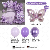 Taooba Color Palette 126pcs Purple 3D Butterfly Balloons Arch Garland Kit for Baby Shower Decorations for Girl Wedding Valentines Party Decorations