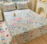 100% Cotton Bed Sheets Flower Printed Flat Sheet Cover Plaid Lattice Bedspreads Home Textile Without Pillowcase