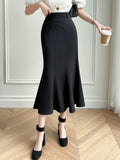 Taooba High Waist Mermaid Skirts Women New Arrival 2024 Korean Style Solid Color Office Ladies Elegant Slim Long Skirt