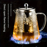 Taooba-1pc Glass Teapot With Stainless Steel Infuser Heat Resistant Glass Tea Pot Summer Winter Drinkware Teapot for Afternoon tea