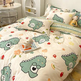 Cute Carrot Duvet Cover Set Flat Sheet Pillowcases Bear Dinosaur Ins New Kids Adult Fashion Gift Single Queen Bedding Linen