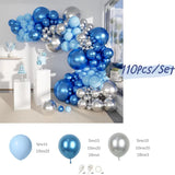 Taooba Color Palette 110Pcs Silver Blue Metallic Latex Balloon Garland Arch Kit Baby Shower Bridal Shower Baby Kid's Birthday Party Decorations