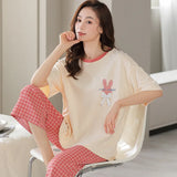 Taooba-Spring Cartoon Nightwear French Retro Girls PJ Young Women Pajama Sets Pyjamas Femme Sleepwear Female Loungewear Mujer Homewear