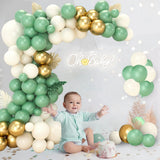 Retro Green Balloon Garland Arch Kit Wedding Birthday Balloons Decoration Party White Balloons For Baby Shower Decoration