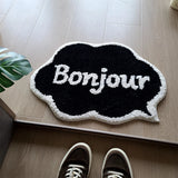 Taooba-French Letters Tufted Carpet Mat Soft Fluffy Thick Tuftting Room Entry DoorMat Anti-slip Rug Entrance Floor Mat