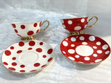 Taooba--Red and White Polka Dot Ceramic Modern Chinese and Western Combined Appearance Level Retro Mug