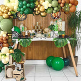 Green Brown Jungle Balloon Garland Arch Kit for Tropical Themed Party Boys Birthday Baby Shower Graduation Decorations