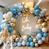 Blue Metallic Balloons Garland Kit Gold Confetti Balloon Arch Birthday Party Decoration Kids Wedding Birthday Baby Shower Boy